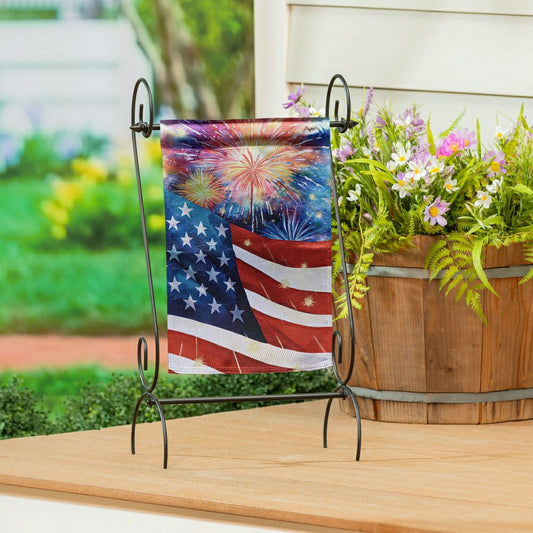 Plow & Hearth American Classic Fireworks Lustre Garden Flag