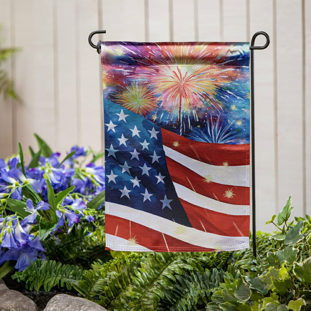 Plow & Hearth American Classic Fireworks Lustre Garden Flag