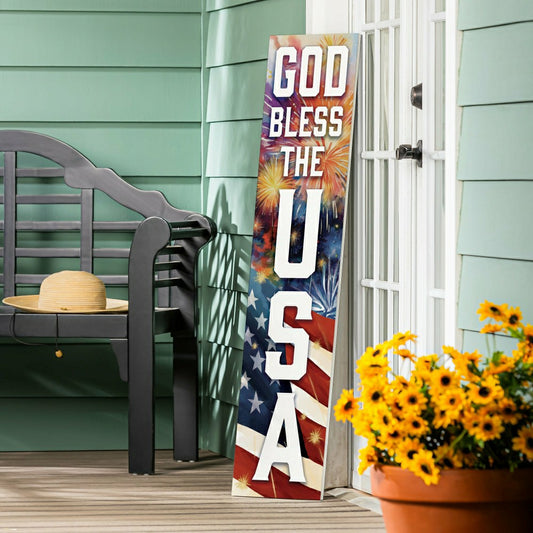 Plow & Hearth Red White & Bloom Porch Leaner, USA, 46"H