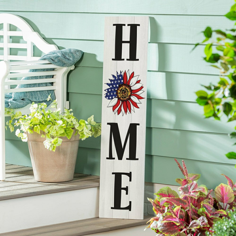 Plow & Hearth American Classic Garden Decor, Porch Leaner, Sunflower "HOME", 10.75"