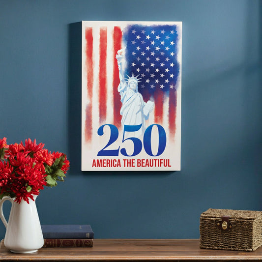 Plow & Hearth Red White & Bloom Indoor Wood Wall Décor, 250 America The Beautiful, 2