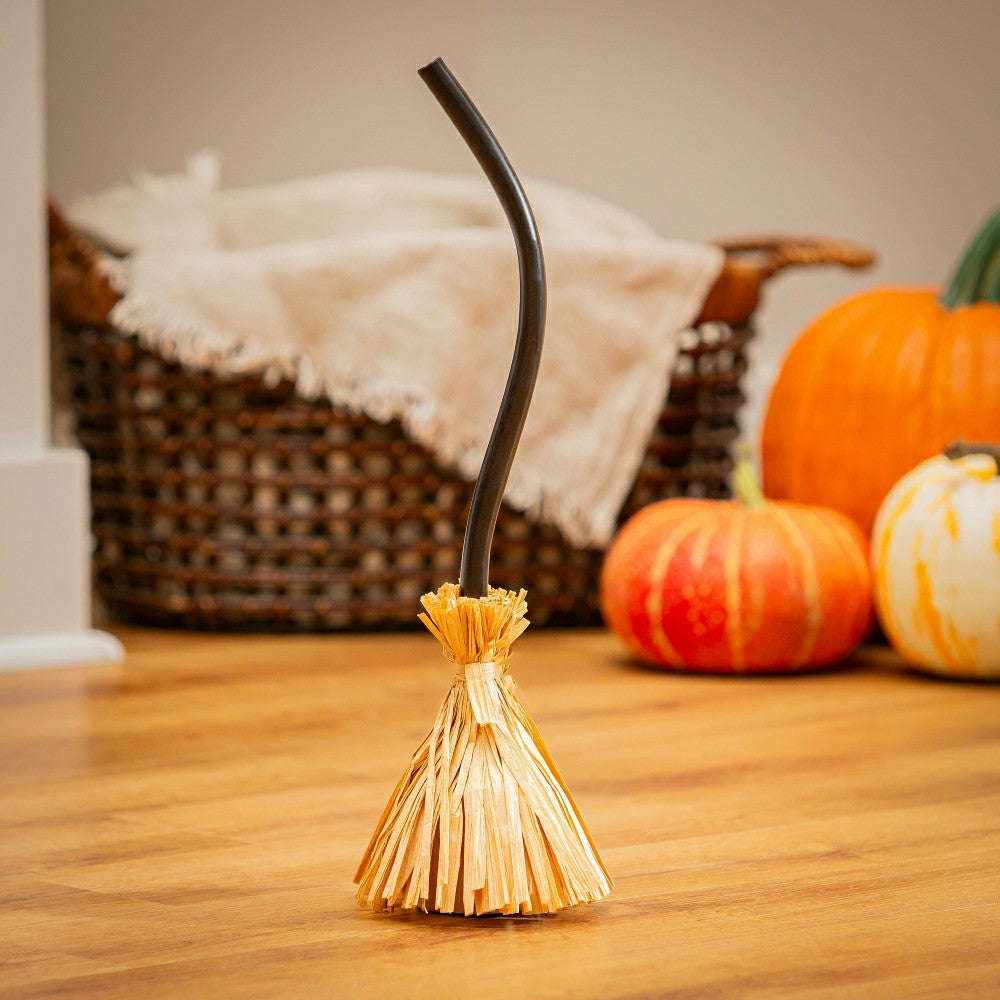 Plow & Hearth Haunted House Broom with Movement Fabric Table Décor, 19"H