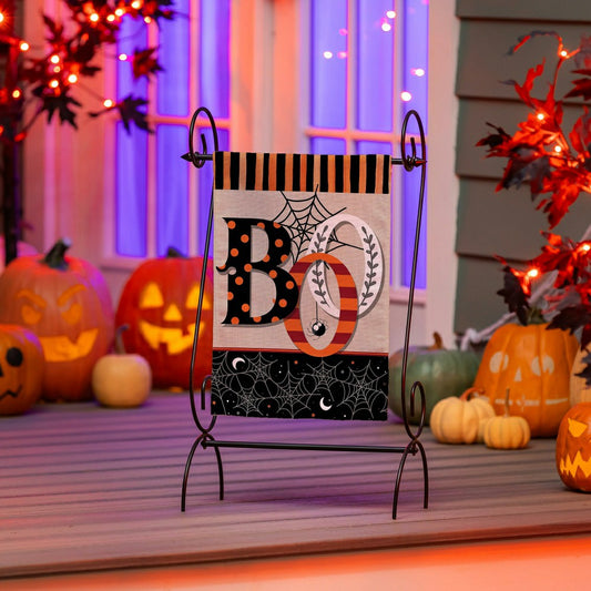 Plow & Hearth Polka Dots & Stripes Boo Suede Garden Flag