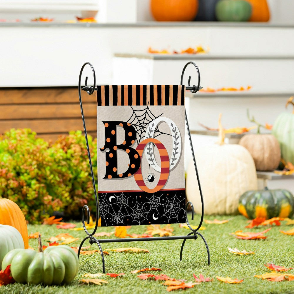 Plow & Hearth Polka Dots & Stripes Boo Suede Garden Flag