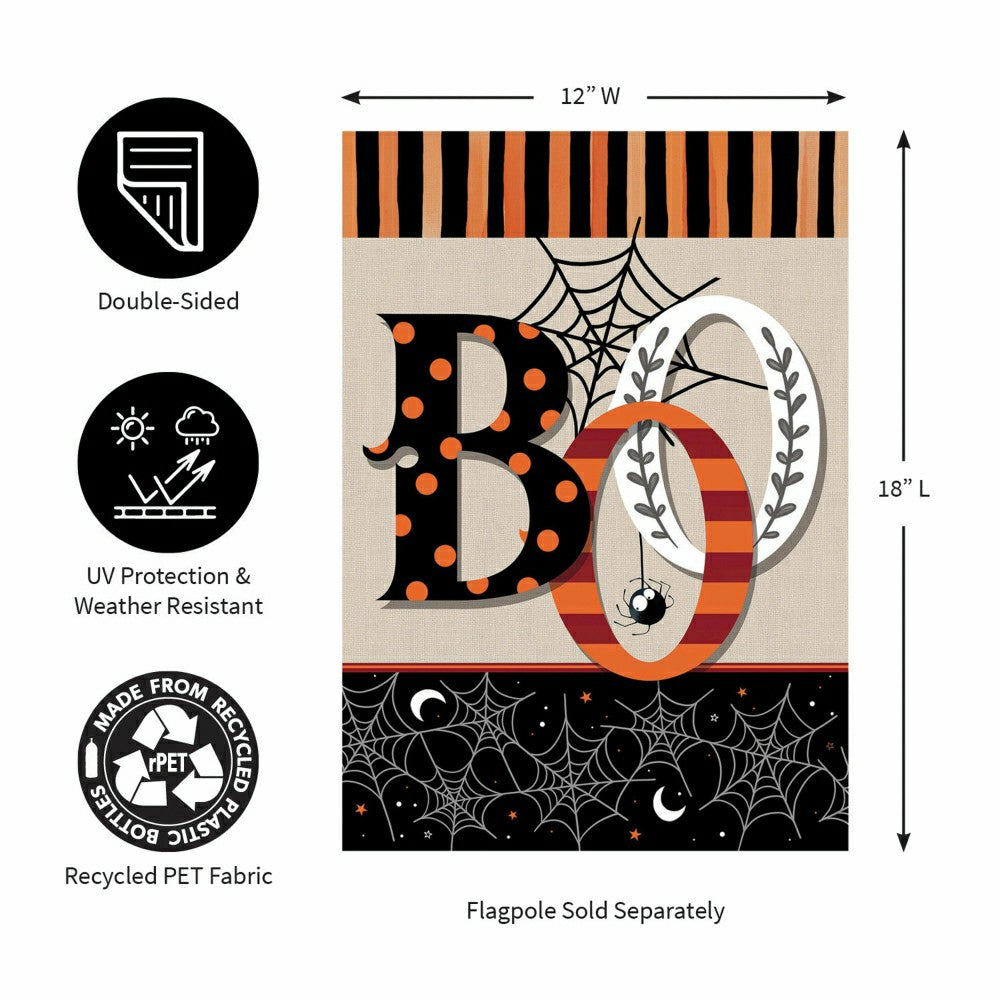 Plow & Hearth Polka Dots & Stripes Boo Suede Garden Flag