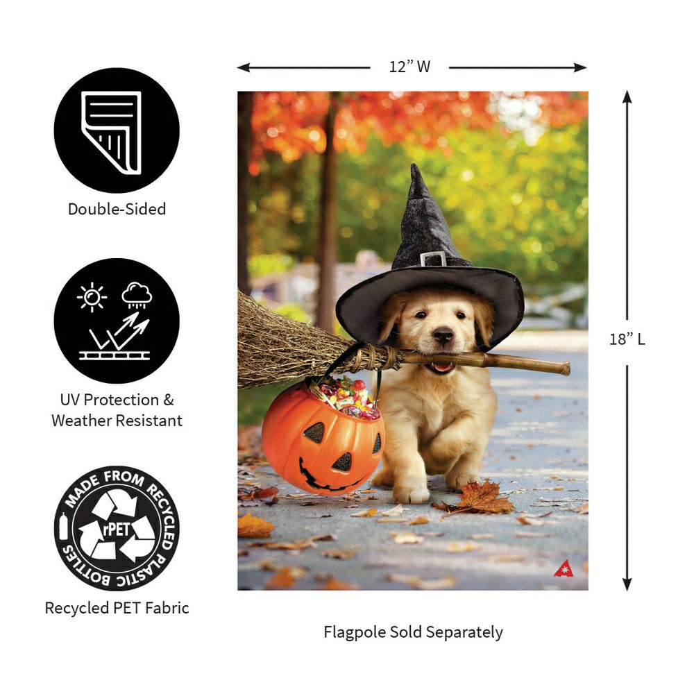 Plow & Hearth Goldens With Broom Suede Garden Flag