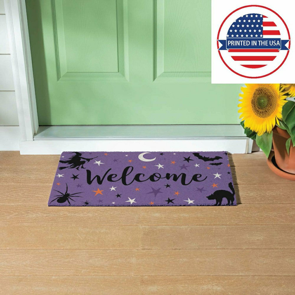 Plow & Hearth Spooky Welcome PVC Trapper Doormat, 28"x16"