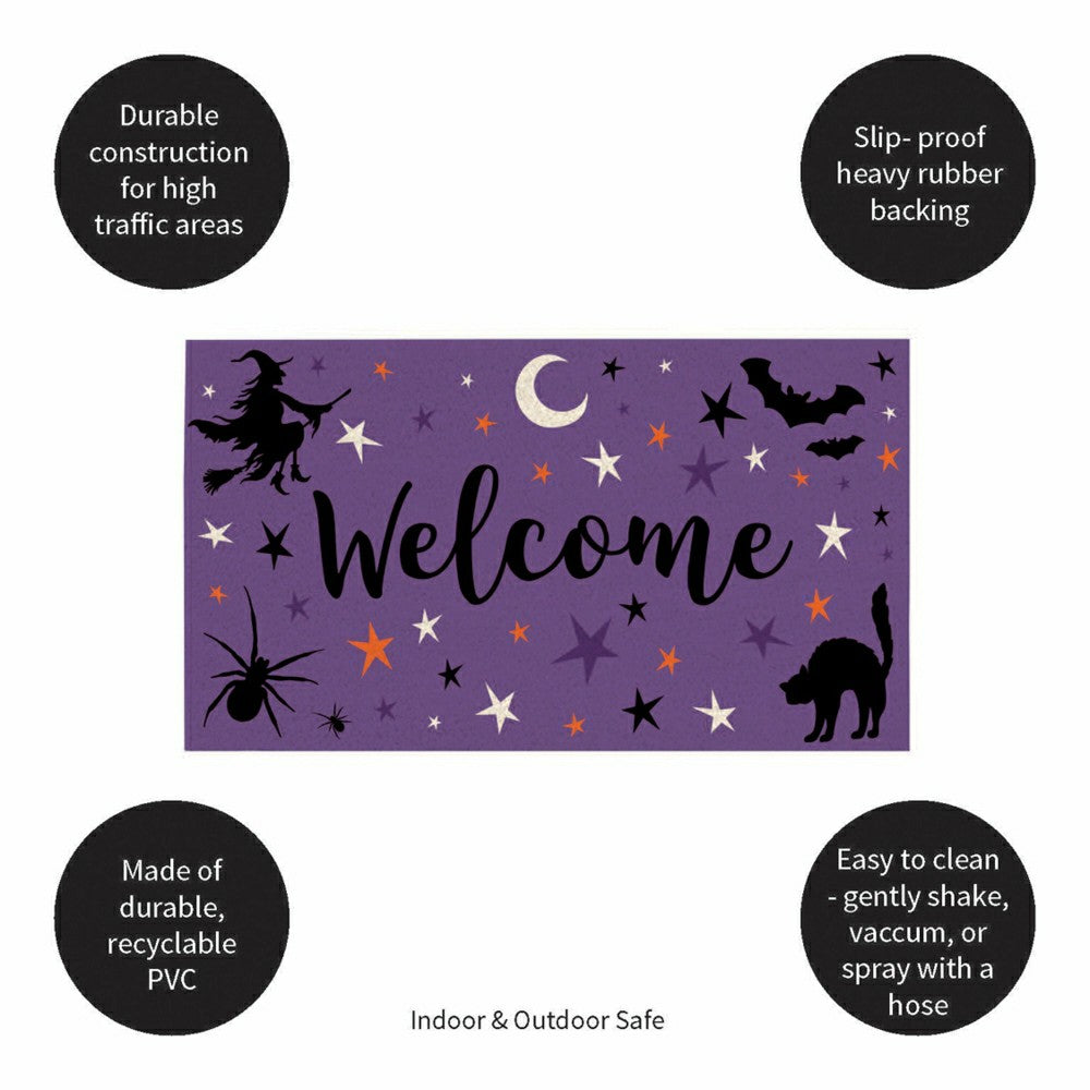 Plow & Hearth Spooky Welcome PVC Trapper Doormat, 28"x16"
