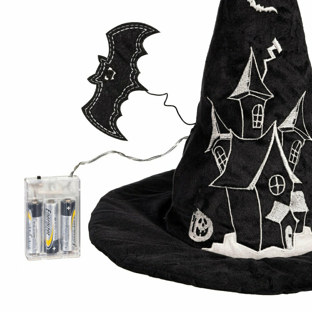 Plow & Hearth Witch Hat LED Fabric Table Décor, 13.75"H