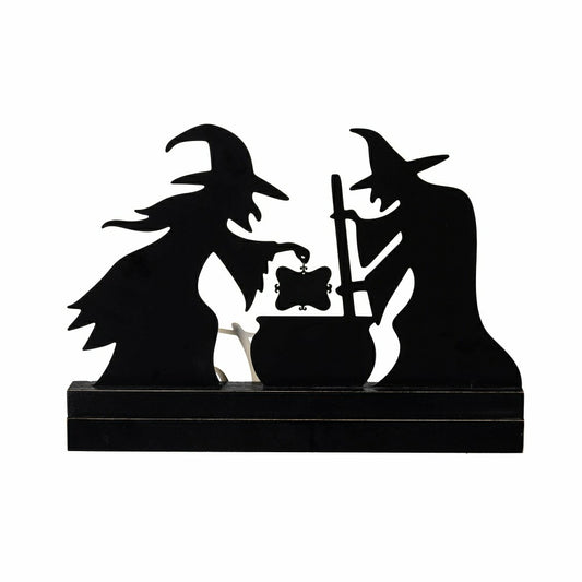 Plow & Hearth Witch Wood and Metal Table Sign, 10"H