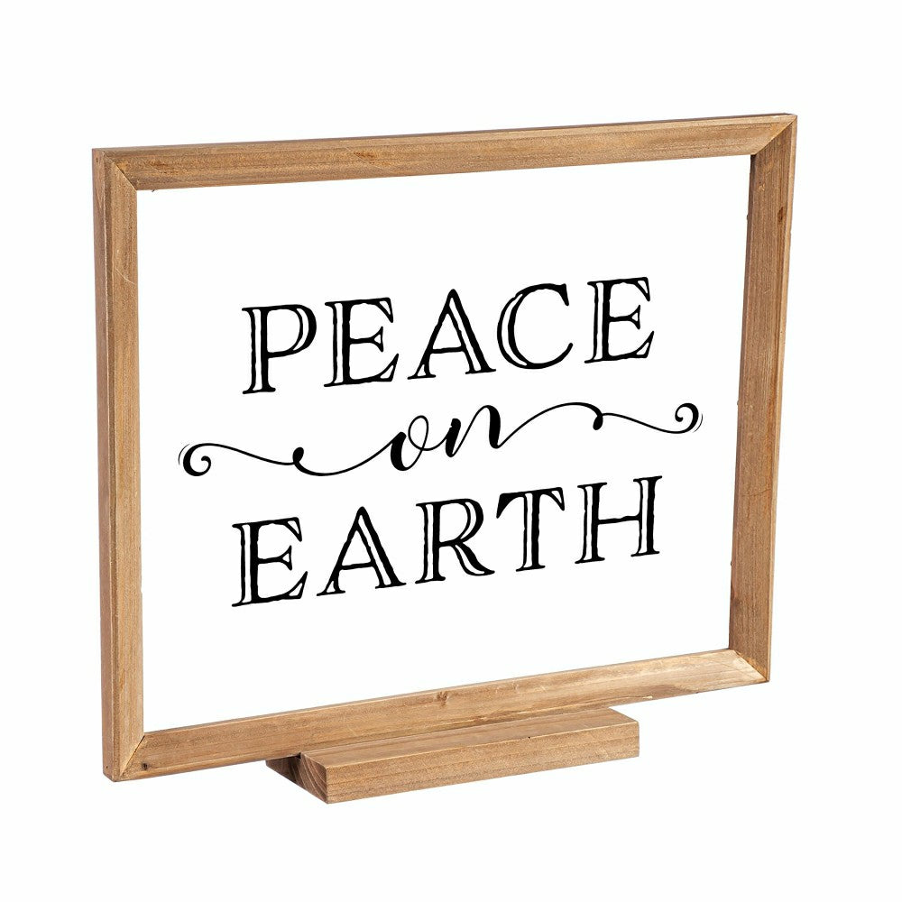Plow & Hearth Wood Framed Décor, Set of 3 "Season's Greetings" "Peace on Earth" "Let