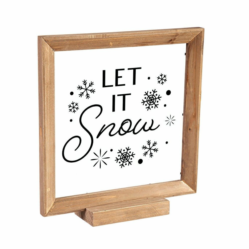 Plow & Hearth Wood Framed Décor, Set of 3 "Season's Greetings" "Peace on Earth" "Let