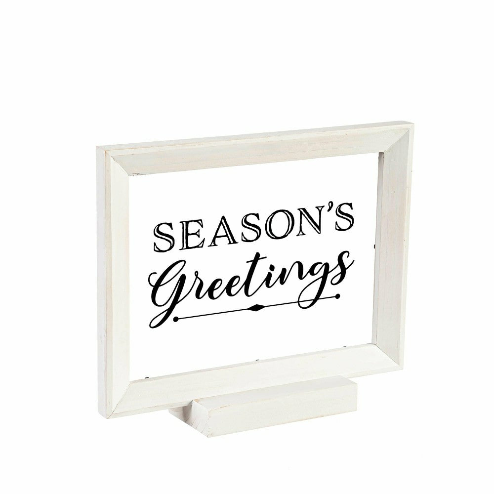 Plow & Hearth Wood Framed Décor, Set of 3 "Season's Greetings" "Peace on Earth" "Let