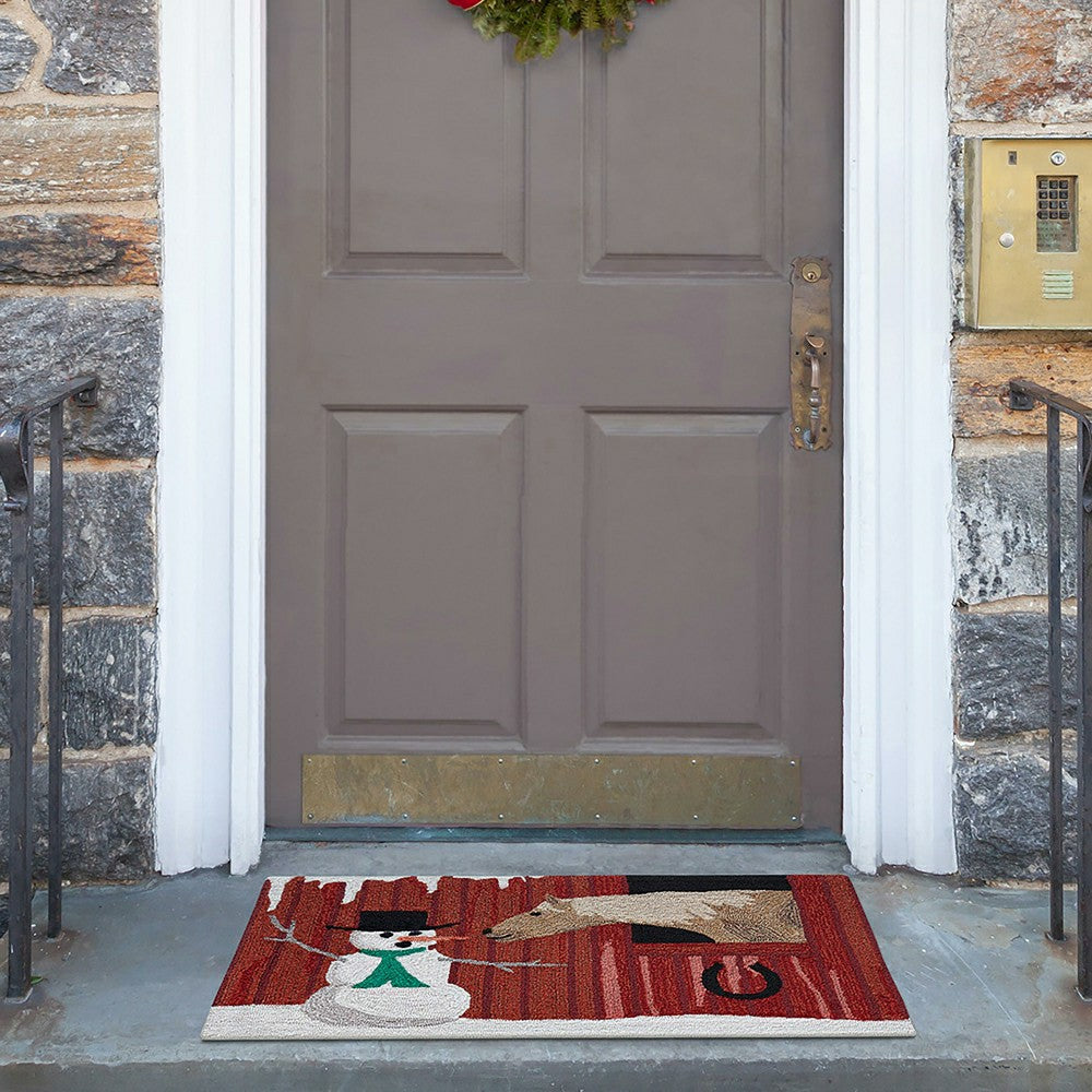 Plow & Hearth Indoor/Outdoor Hand-Hooked Horsing Around Accent Rug, 30" x 48"