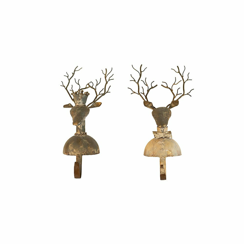 Plow & Hearth Metal Deer Stocking Holders, Set of 2