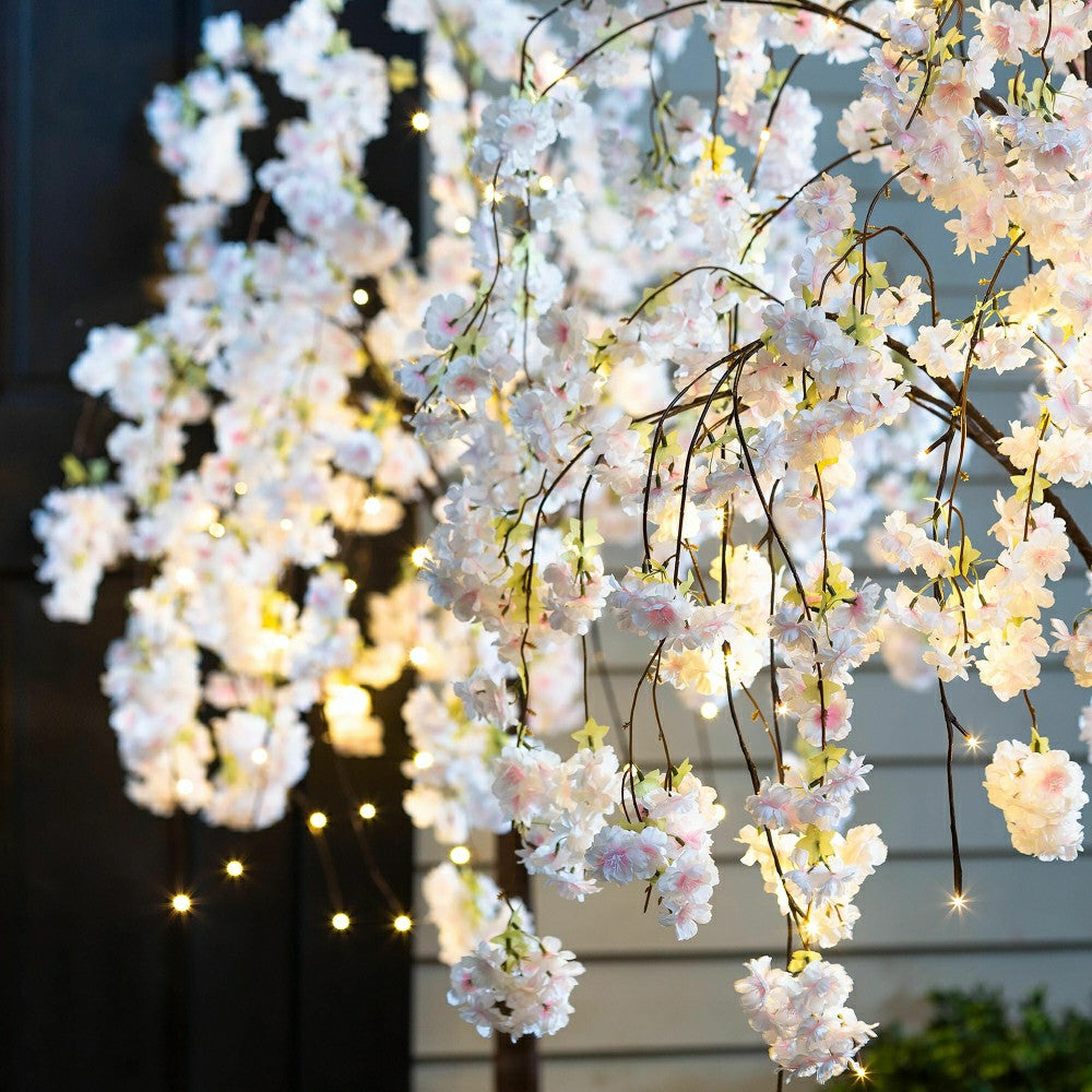 Plow & Hearth Small Lighted Faux Weeping Cherry Tree, 4'H