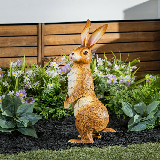 Plow & Hearth Realistic Bunny Metal Garden Statue, 25" H