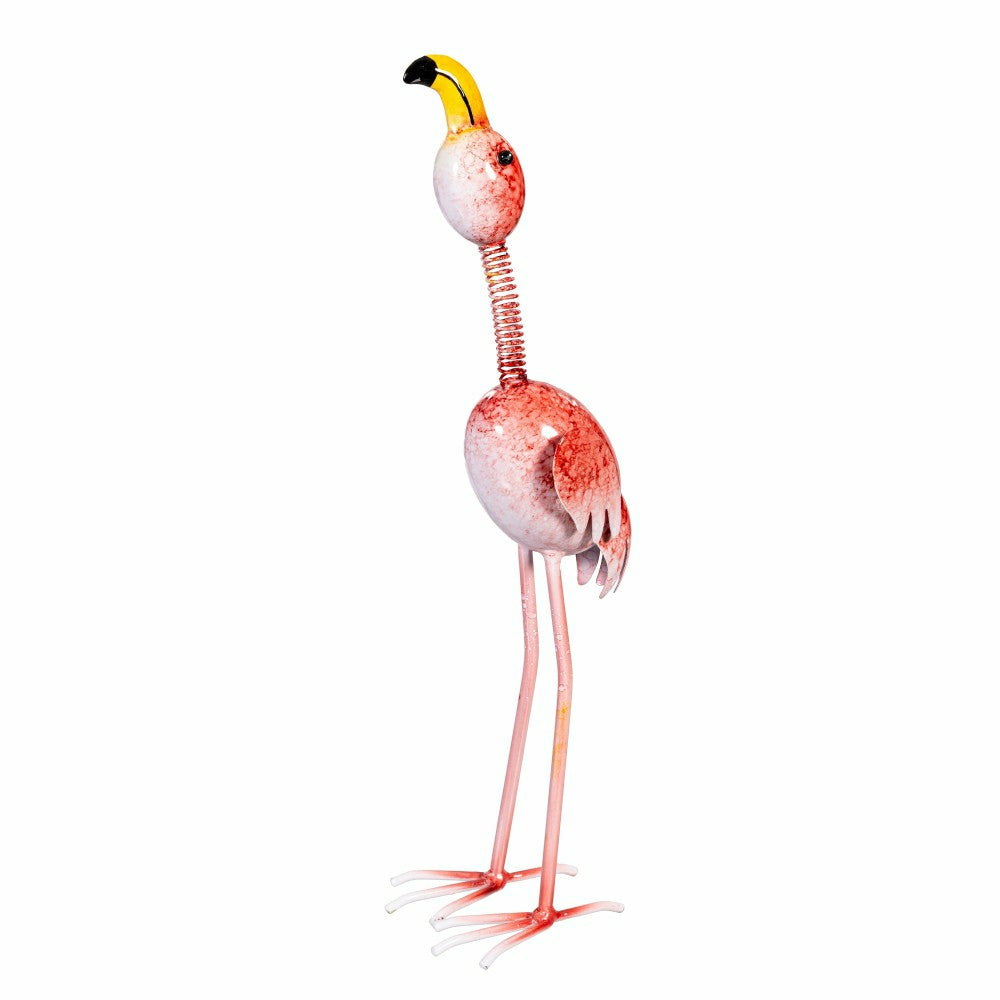 Plow & Hearth Palm Beach Garden Statue, Metal Flamingo Bending & Wobble Mom & Baby Garden Statue