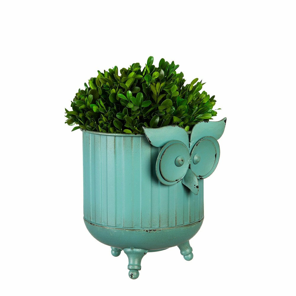 Plow & Hearth Metal Owl Planter Set of 2