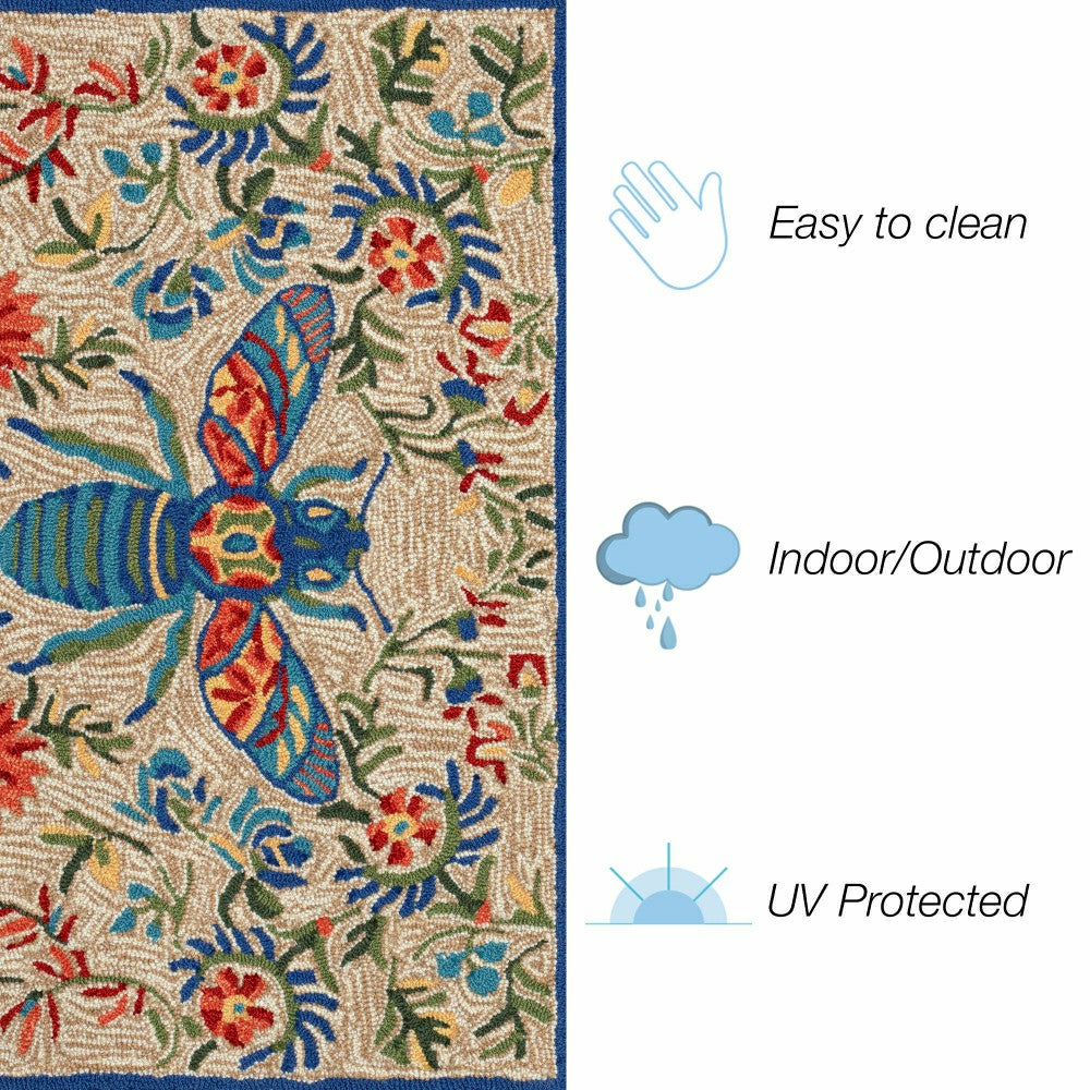 Plow & Hearth Liora Manne Frontporch Flora Bee Indoor/Outdoor Rug