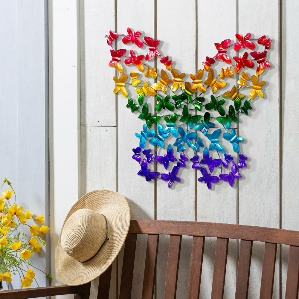 Plow & Hearth Rainbow Metal Butterfly Wall Décor