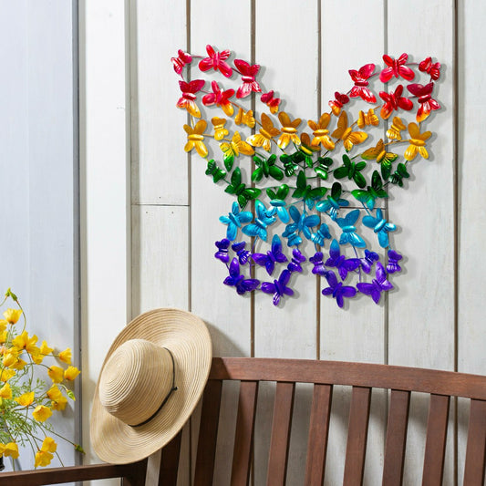 Plow & Hearth Rainbow Metal Butterfly Wall Décor