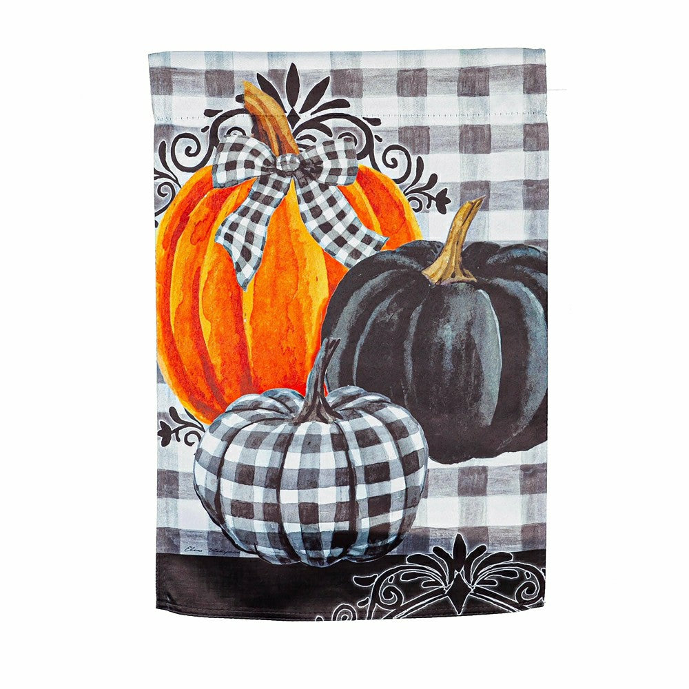 Plow & Hearth Pumpkin Check Suede Garden Flag