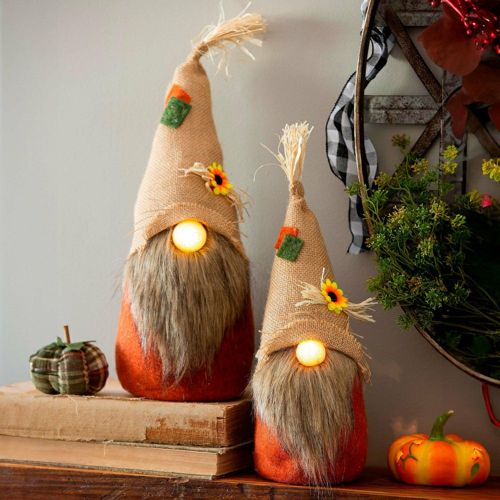 Plow & Hearth LED Plush Gnomes, Set of 2