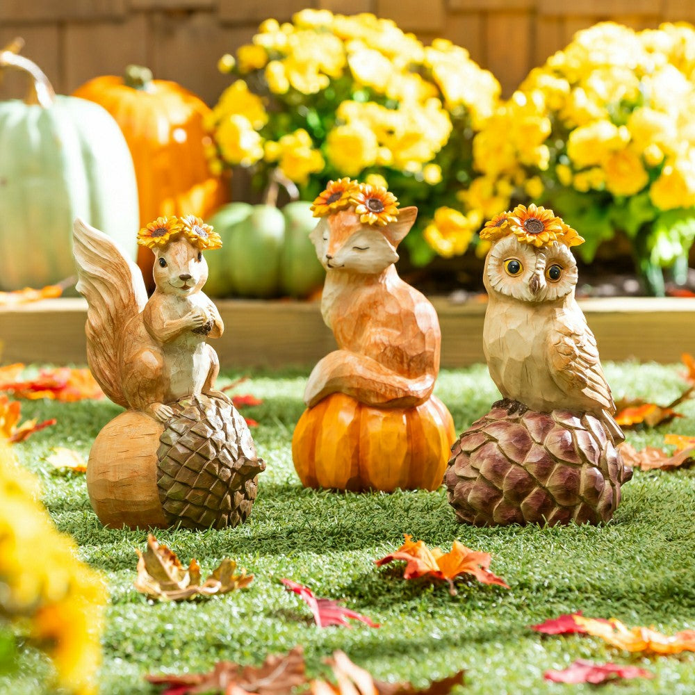 Plow & Hearth Harvest Owl Animal Statue