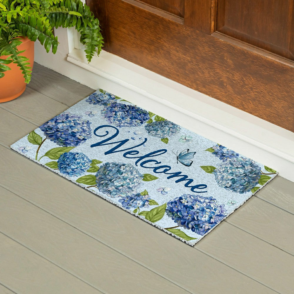 Plow & Hearth Hydrangea Haven, PVC Trapper Mat 28"x16"