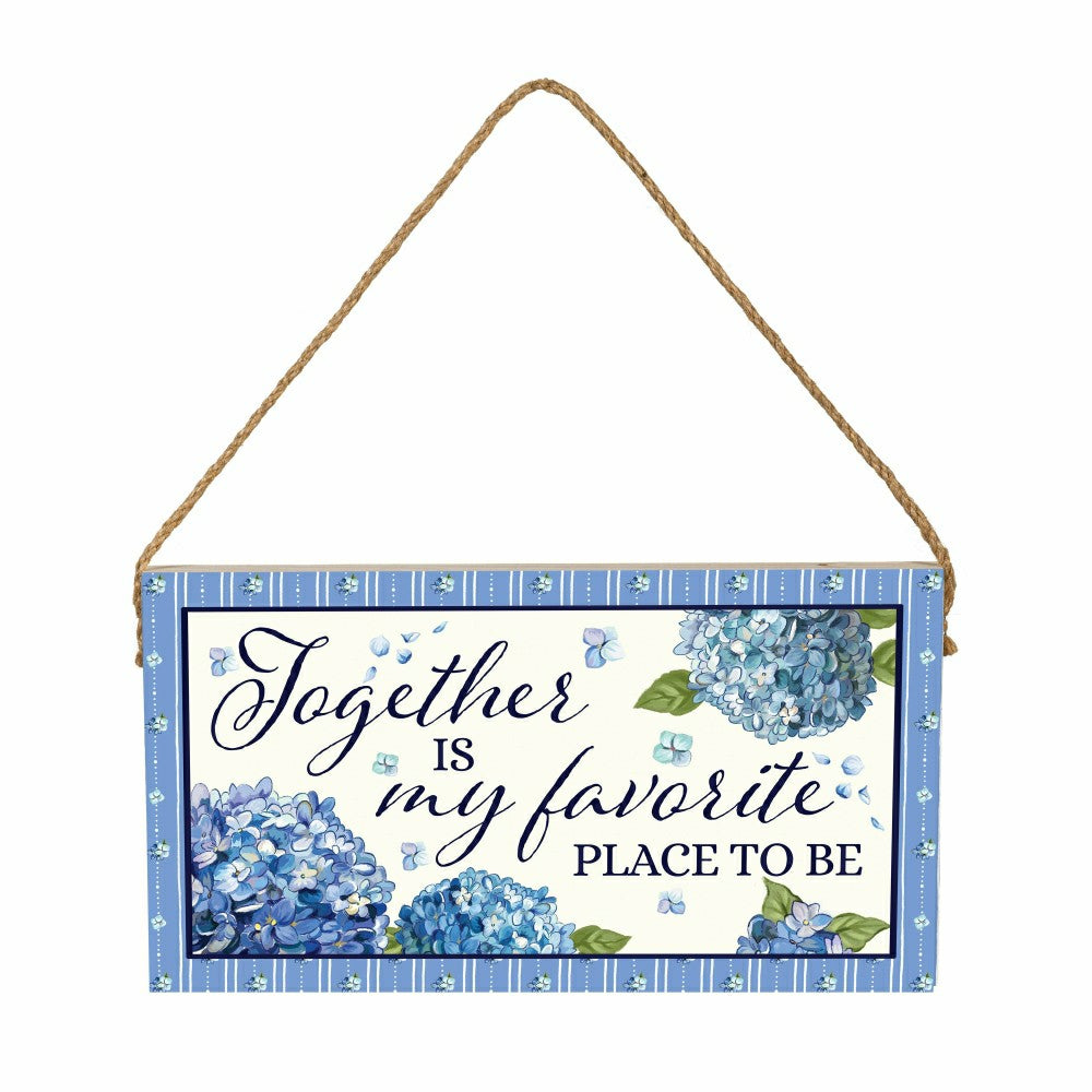 Plow & Hearth VivaStyle Garden Decor, Hanging Sign, Hydrangea Haven, 11" L x 6" H