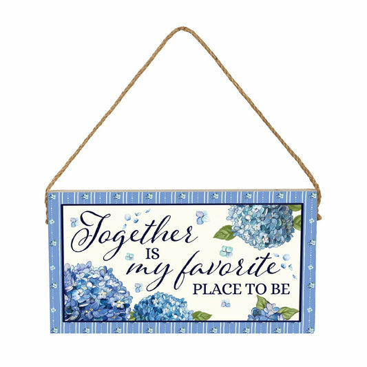 Plow & Hearth VivaStyle Garden Decor, Hanging Sign, Hydrangea Haven, 11" L x 6" H