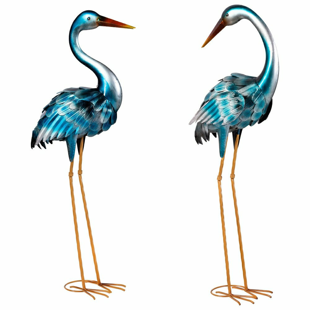 Plow & Hearth 35" Metal Blue Heron Pair