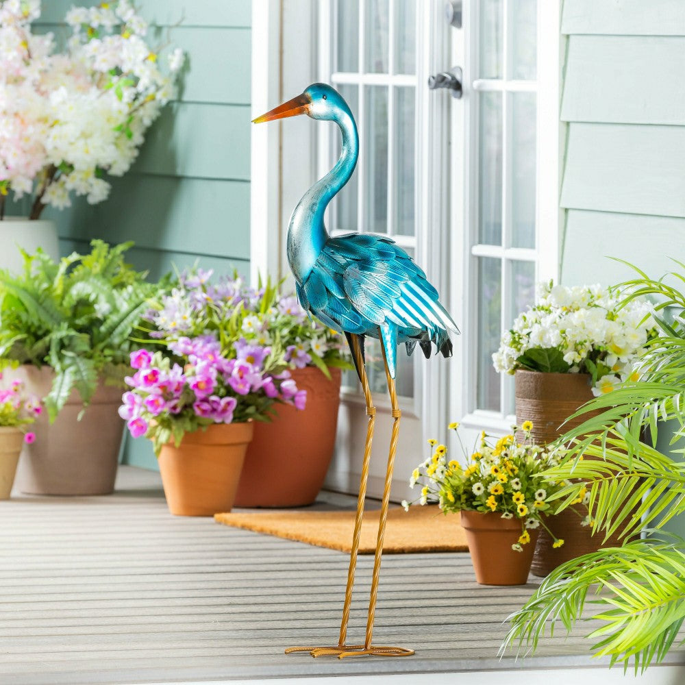 Plow & Hearth 35" Metal Blue Heron Pair