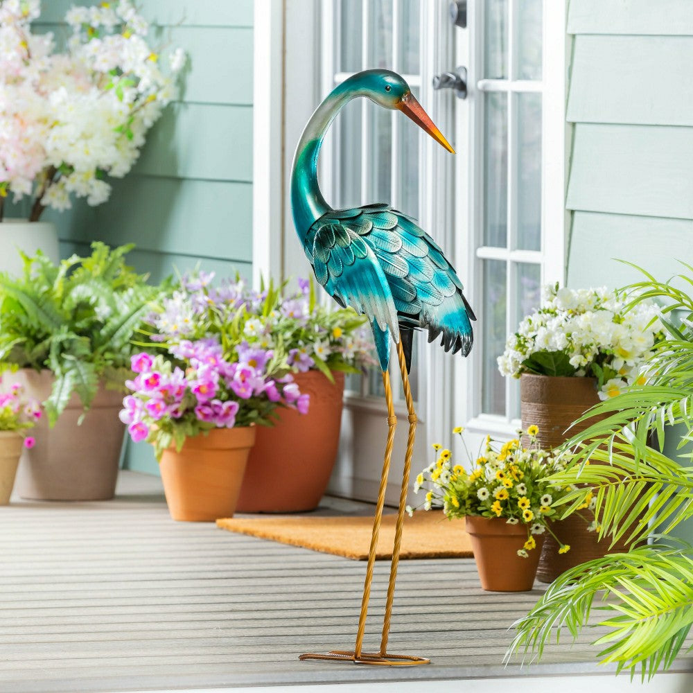 Plow & Hearth 35" Metal Blue Heron Pair