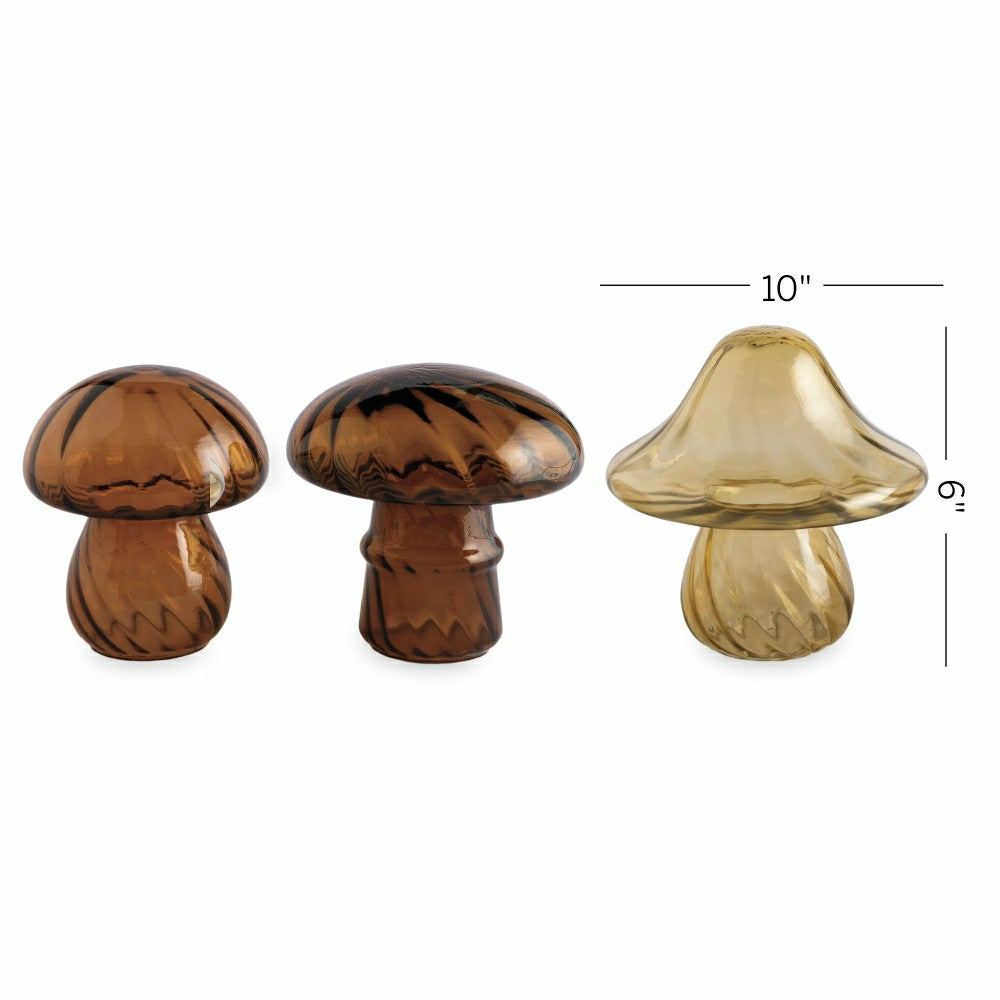 Plow & Hearth Glass Mushrooms, Set of 3