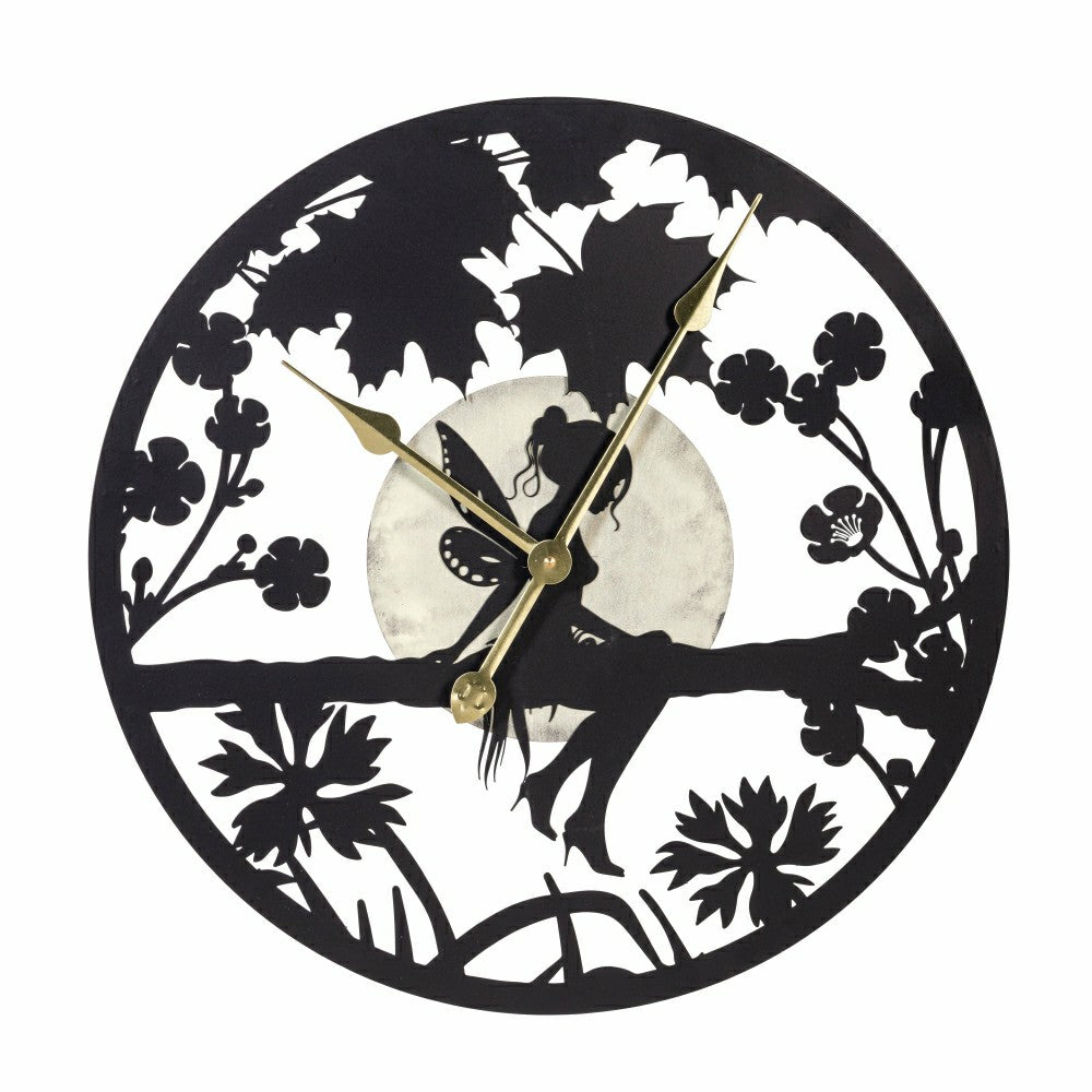 Plow & Hearth Garden of Wonder Outdoor Wall Decor, Metal, Glow-In-the-Dark Wall Cloc