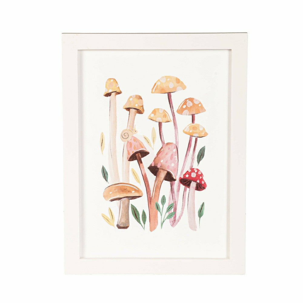 Plow & Hearth Mushroom Wall Décor with Frame, Set of 2, 12" L x 16" H