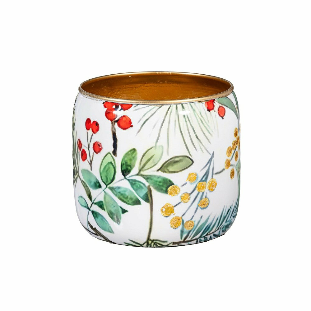 Plow & Hearth VivaStyle Planter, Metal Printed Planters, Festive Foliage, 8"H, Set o