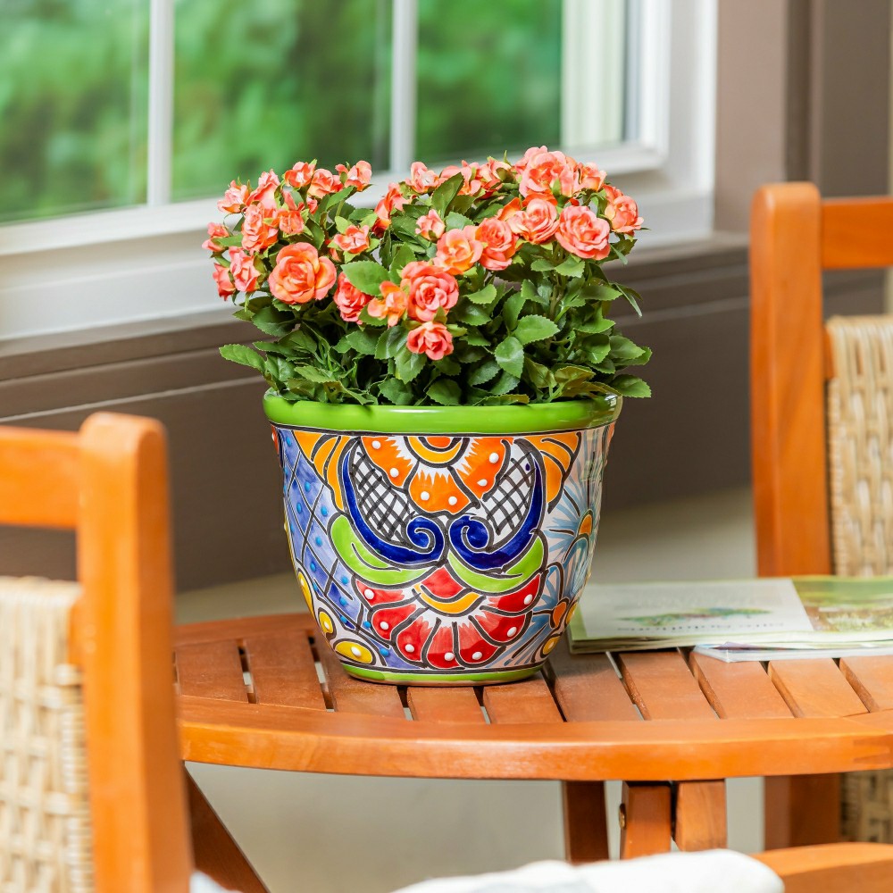 Plow & Hearth Set of 2 Classic Talavera Planters