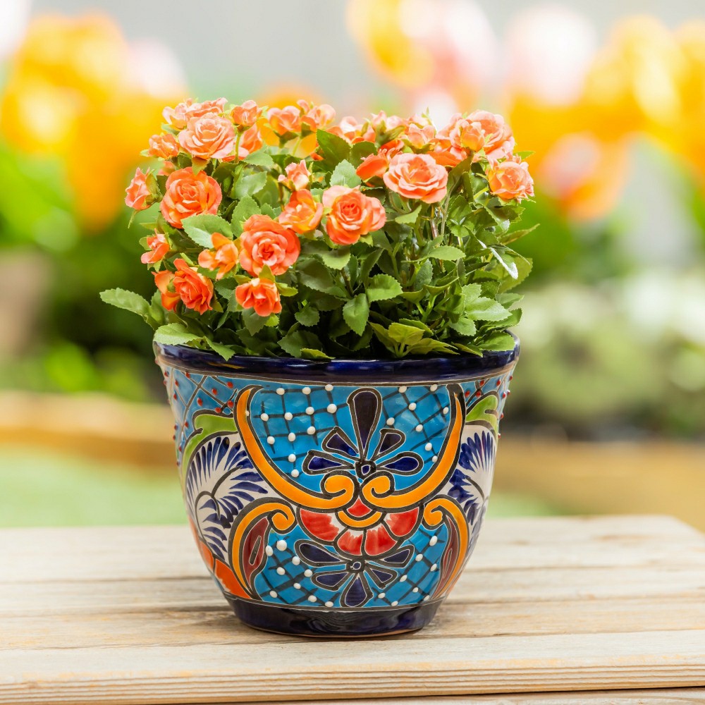 Plow & Hearth Set of 2 Classic Talavera Planters
