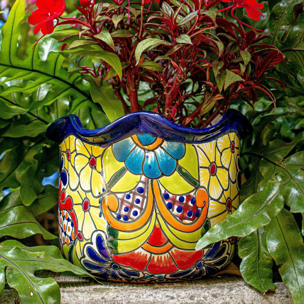 Plow & Hearth Medium Japanese Style Authentic Talavera Planter