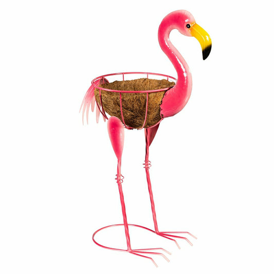 Plow & Hearth Palm Beach Metal and Coco Flamingo Planter