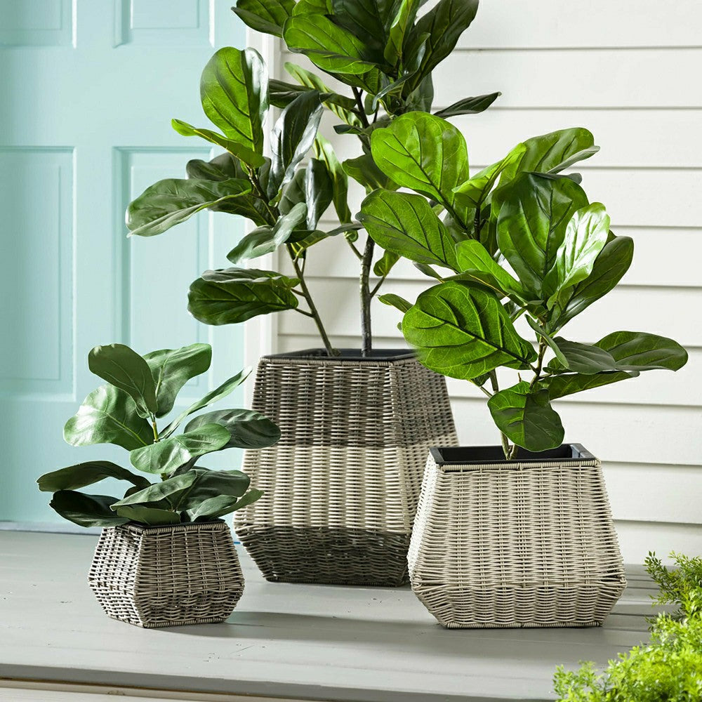 Plow & Hearth Indoor/Outdoor Wicker Planters, Set of 3