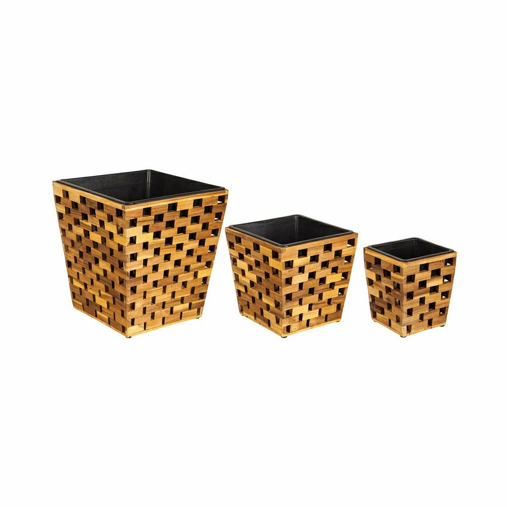 Plow & Hearth Recycled Wood Planters, Set of 3