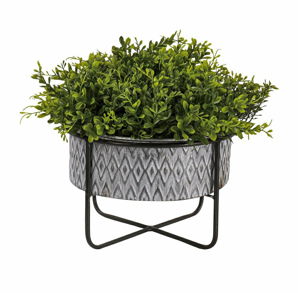 Plow & Hearth Embossed Metal Planters, Set of 2