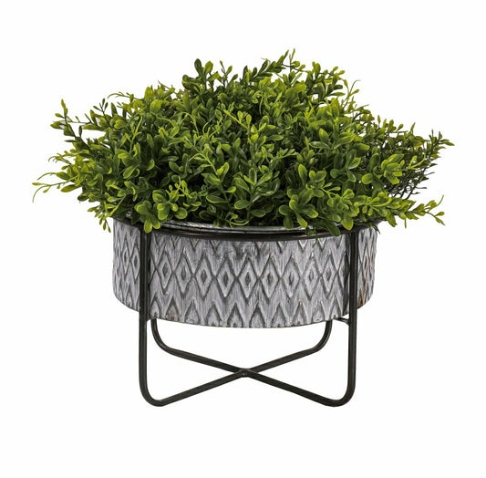 Plow & Hearth Embossed Metal Planters, Set of 2