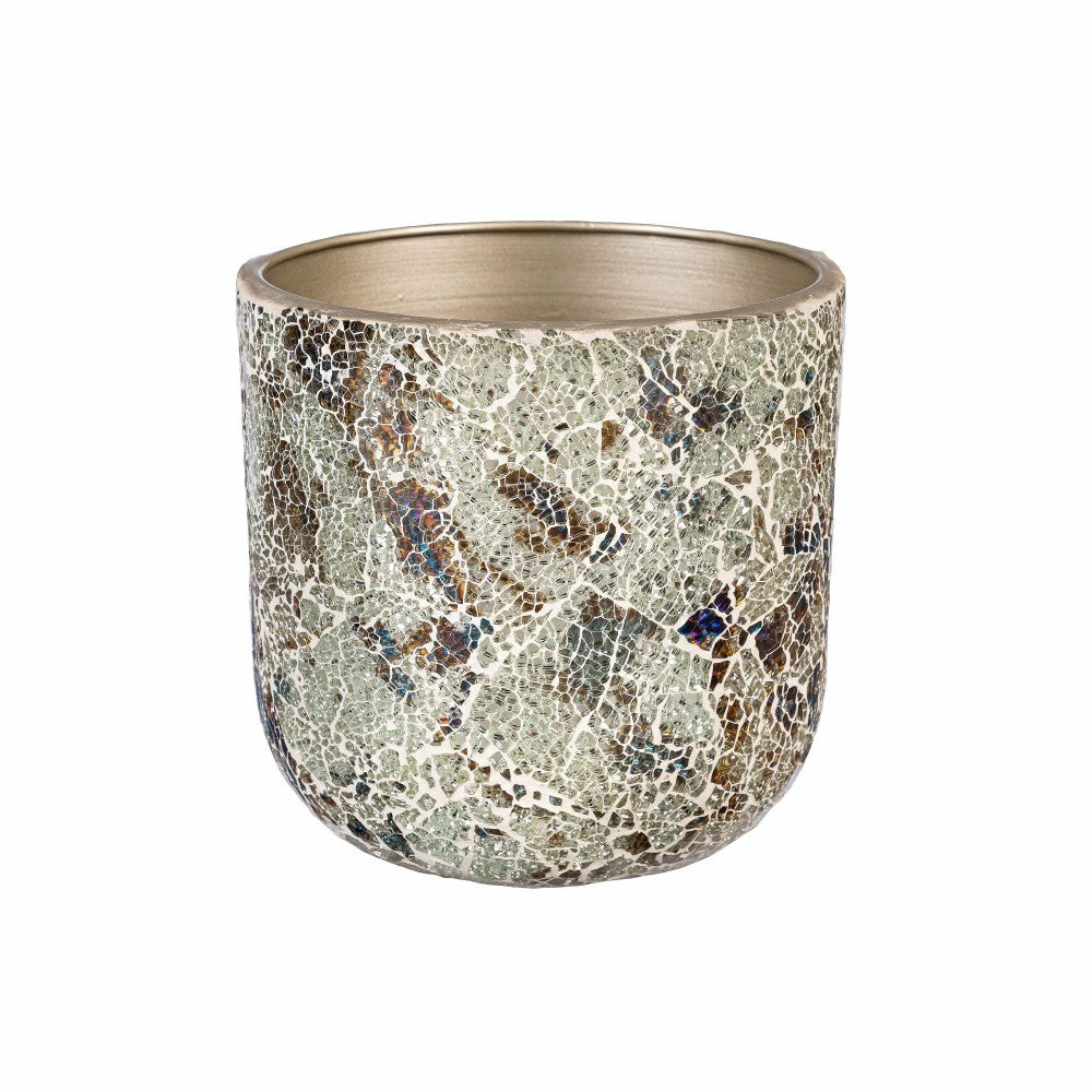 Plow & Hearth Season to Sparkle Planters, Mosaic Glass Planters, Nested Set of 2
