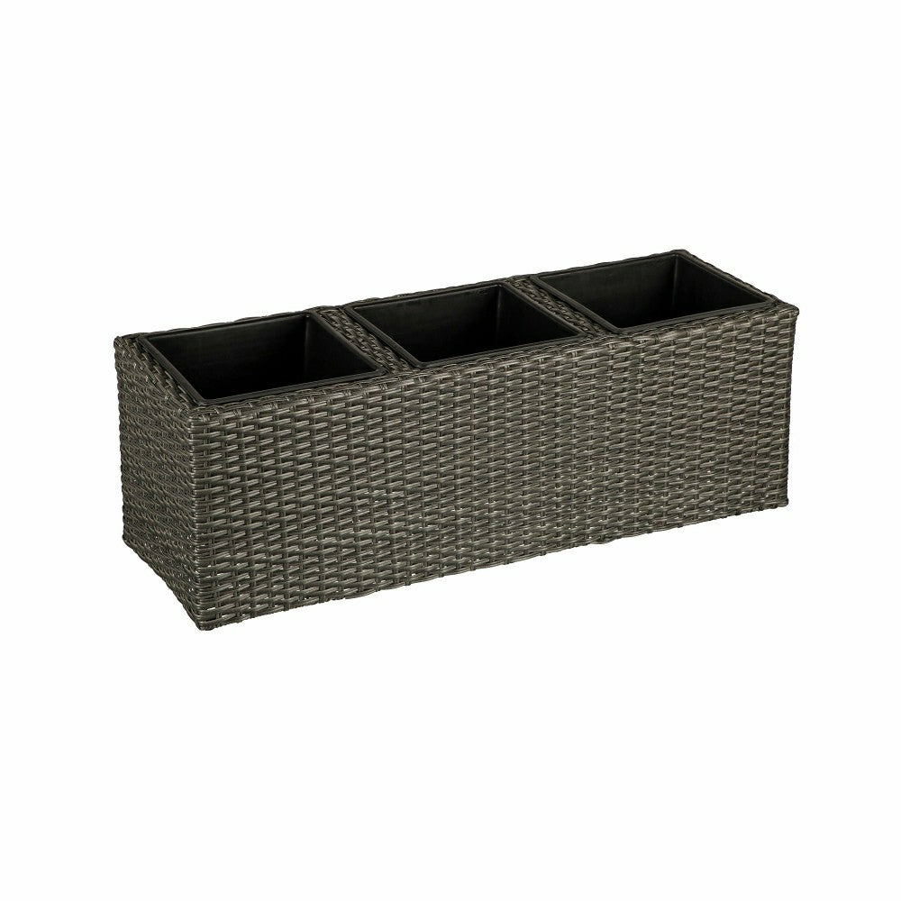 Plow & Hearth Resin Planter with 3 Dividers and 3 Plastic Pots