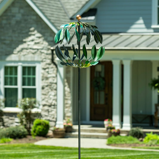 Plow & Hearth Metal Wind Spinner, Blue Butterfly & Flowers, 74"H